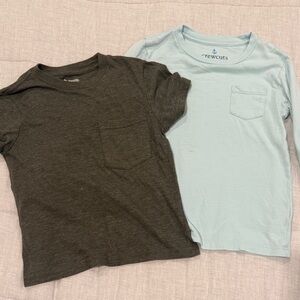 Soft basic long and short sleeve kids olive and light blue T-Shirts